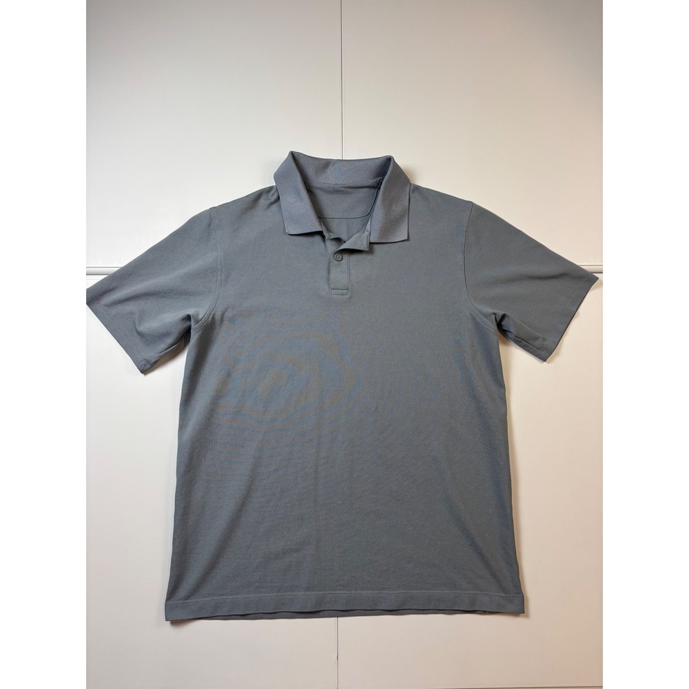 Lululemon Pique Polo Shirt Mens Medium Gray Evolution Short Sleeve Golf